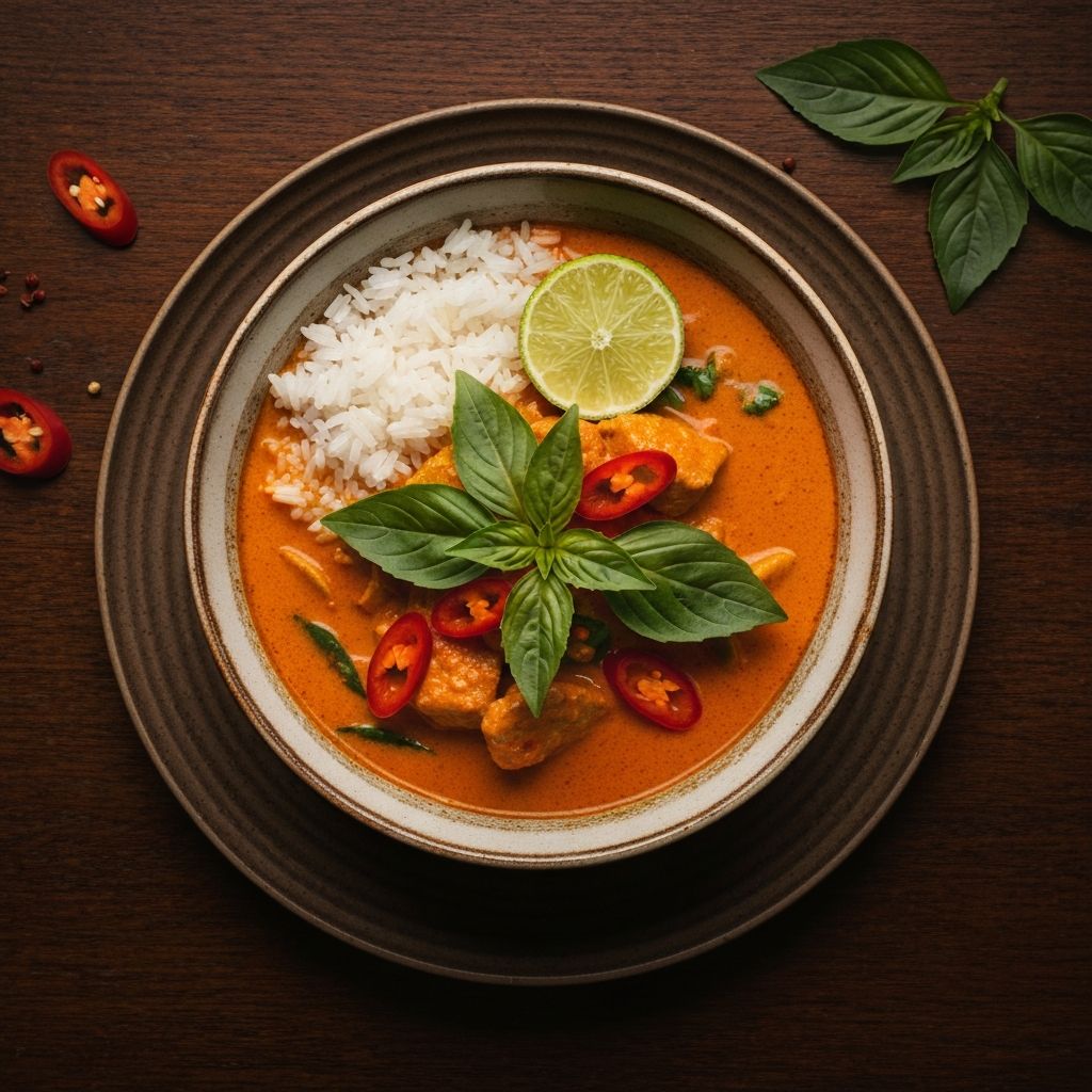 Fragrant Thai green curry served with jasmine rice